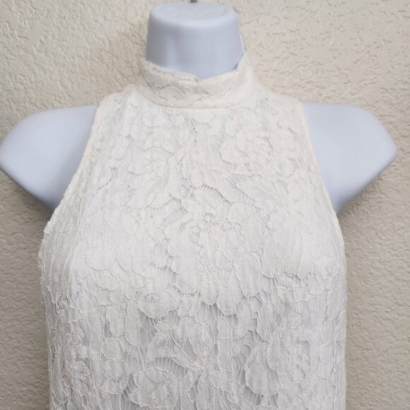Bear Dance White Lace Overlay Sleeveless Fit N Flare Mini Dress Small Lined - Picture 2 of 6